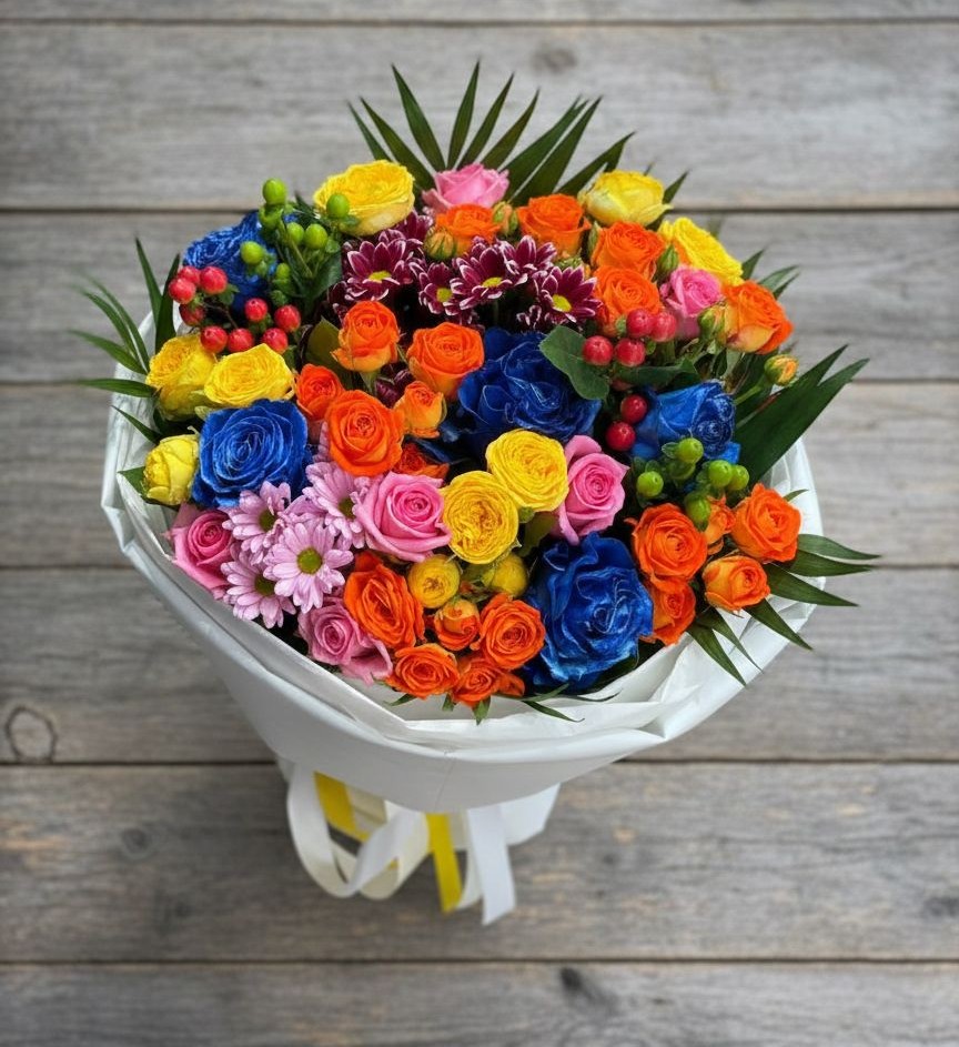 Букет цветов из: Розы и Хризантемы в Загорново