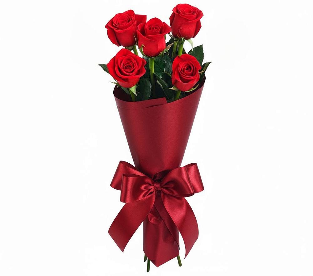 Букет 5 Красных роз Эдлесс Лав в Загорново