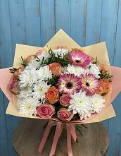 Букет цветов из:  Розы, Герберы и Хризантемы в Загорново