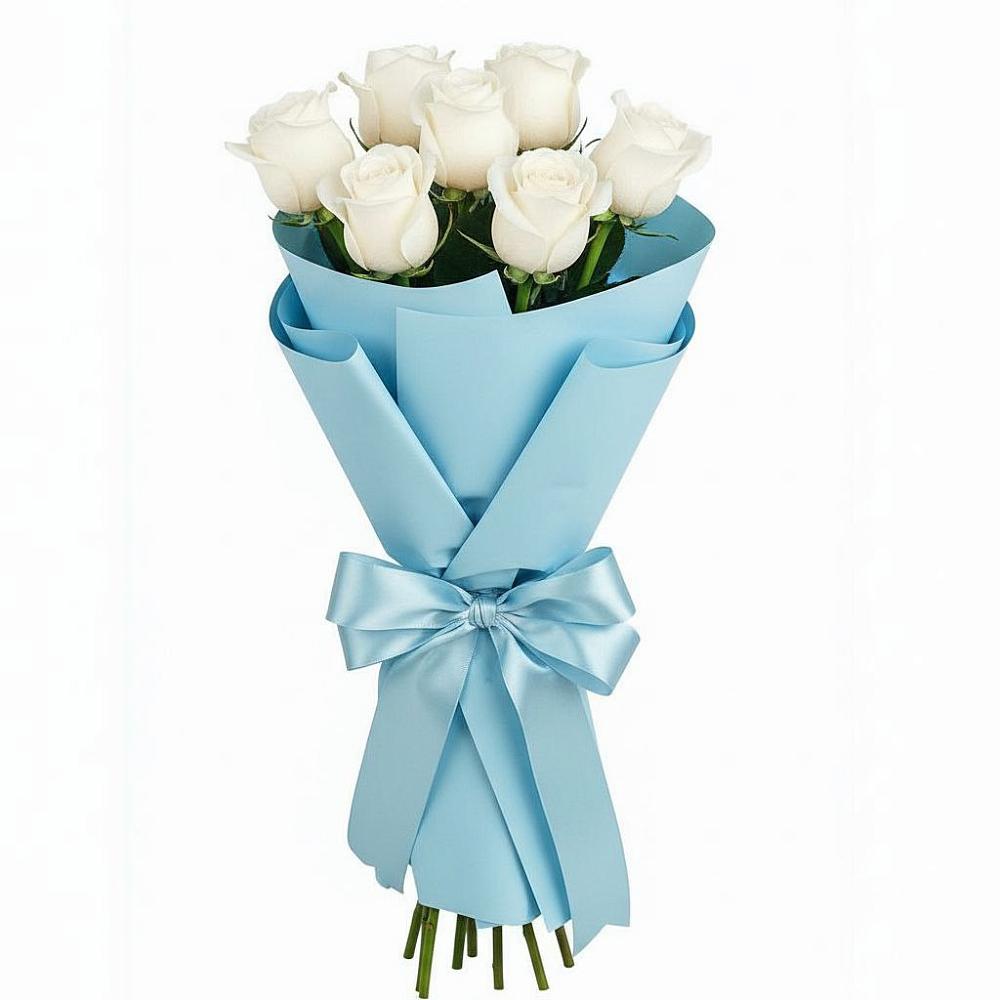 Букет 7 белых роз Проуд в Загорново