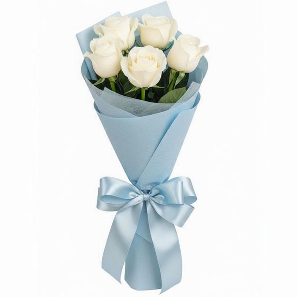 Букет 5 Белых роз Проуд в Загорново