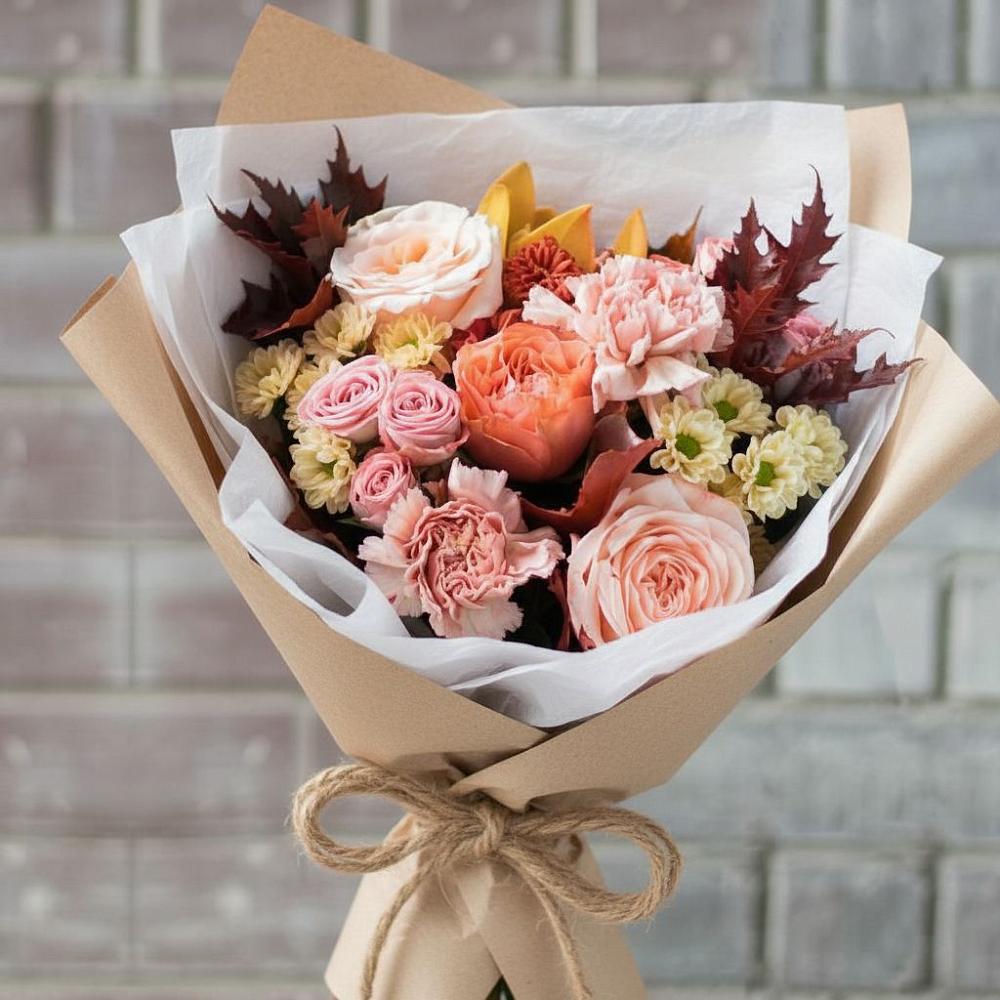 Букет цветов из: Гвоздики, Хризантемы и Розы в Загорново