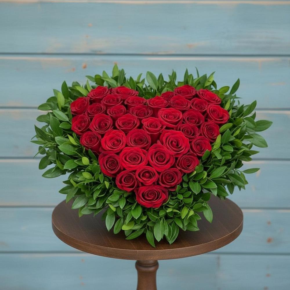 Цветочная композиция из Розы в виде сердца в Загорново