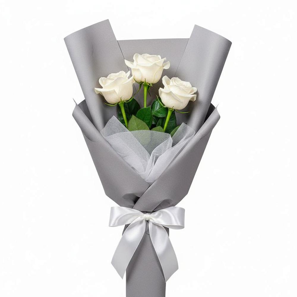 Букет 3 белые розы в Загорново