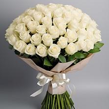 Букет 101 беля роза Белоснежка в Загорново