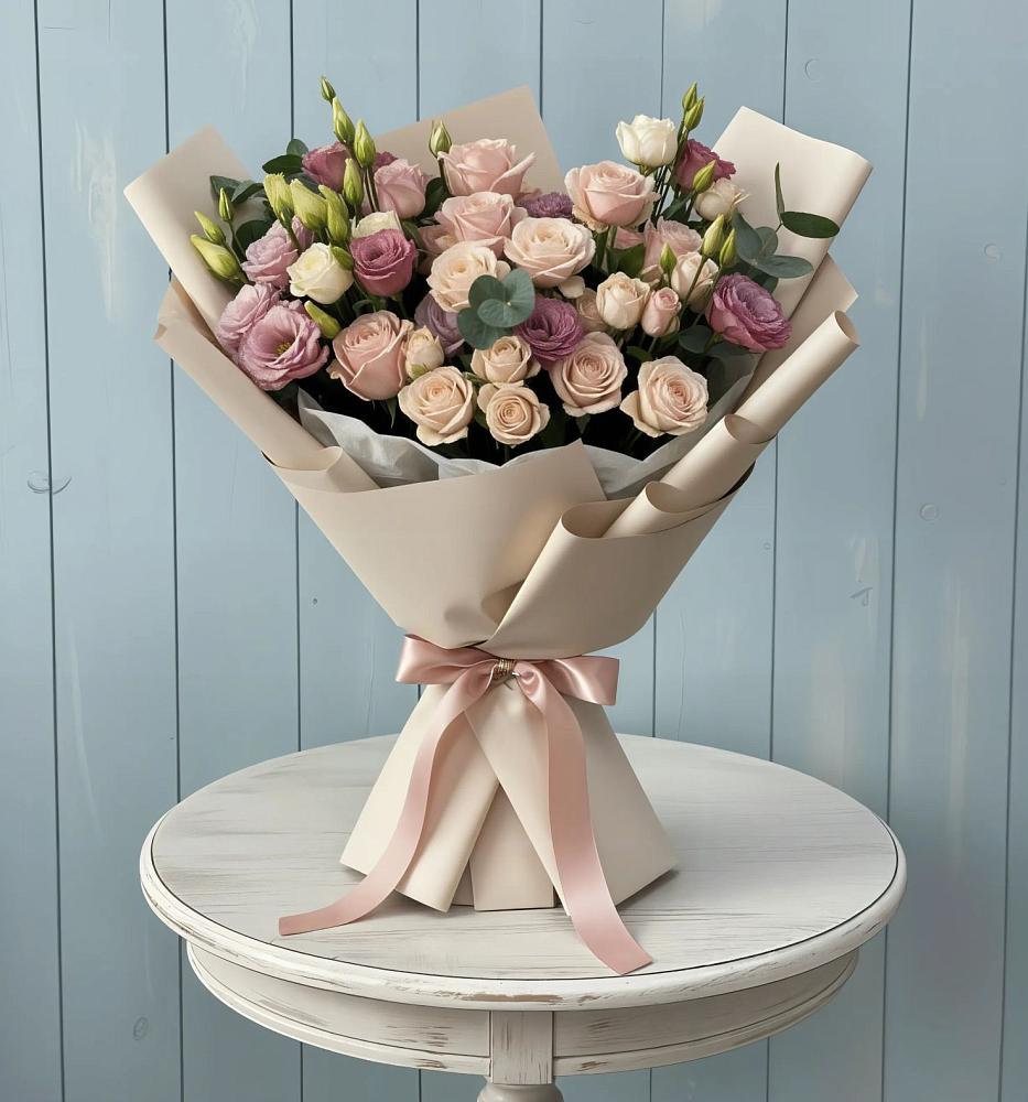 Букет цветов из: Розы и Лизиантусы в Загорново