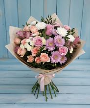 Букет цветов из:  Хризантемы, Розы и Альстромерии #REPLACE_PRED# Загорново