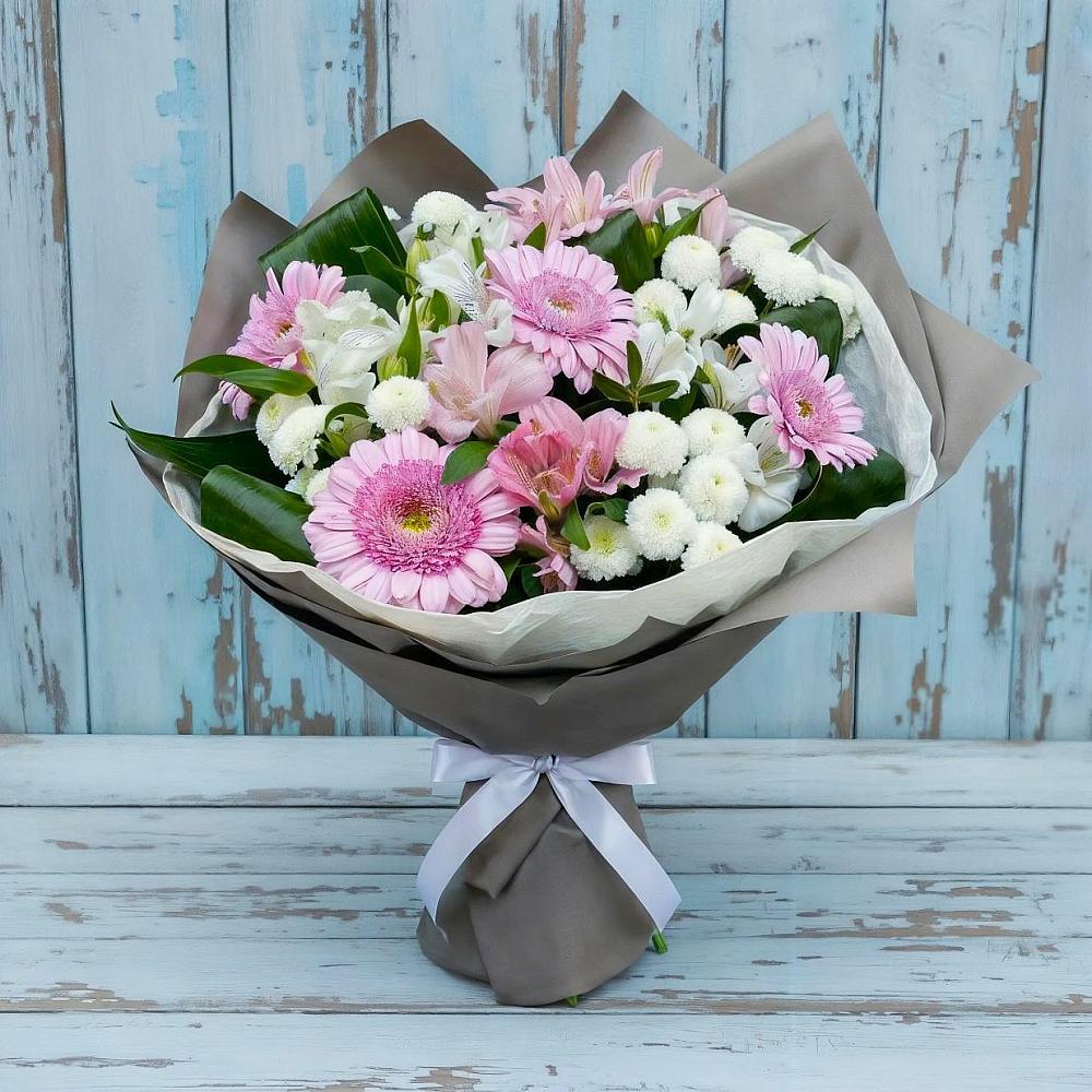 Букет цветов из: Герберы, Альстромерии и Хризантемы в Загорново