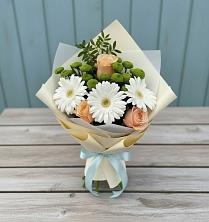 Букет цветов из:  Герберы, Розы и Хризантемы в Загорново