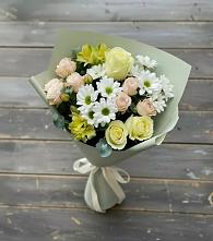 Букет цветов из:  Альстромерии, Розы и Хризантемы в Загорново