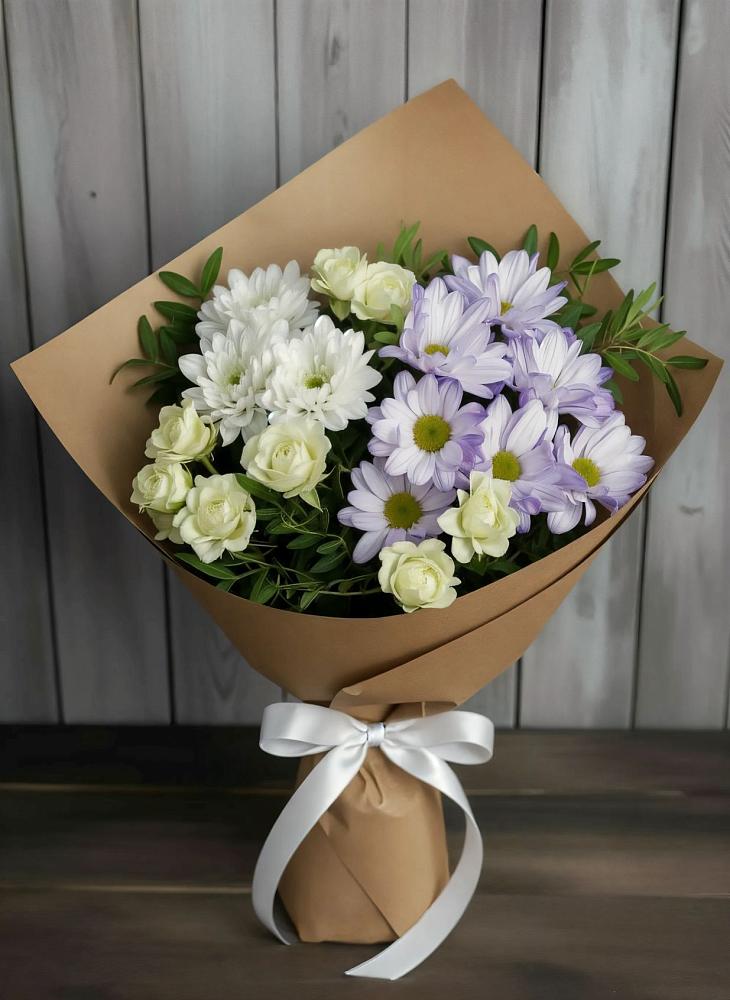 Букет цветов из: Хризантемы и Розы в Загорново